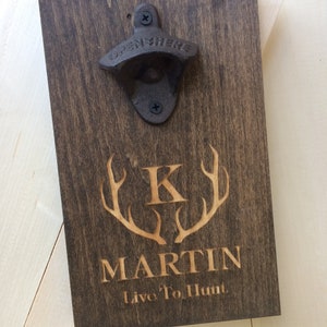 Custom Bottle Opener Personalized with Cast Iron Opener for your Hunting Lodge or Mancave