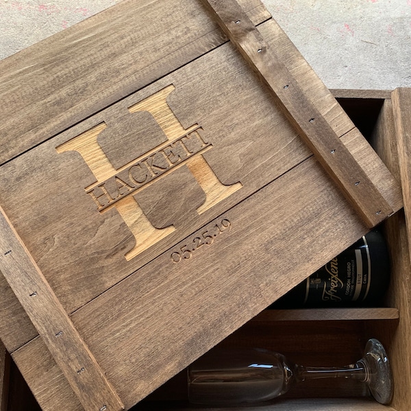 Champagne and Wine Box with Dividers For Glassware Openings