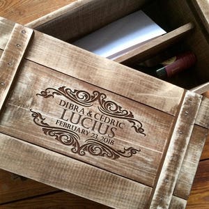 Time Capsule Wedding Wine Box Personalized for the Bride and Groom, With Divider