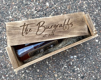 Personalized Engagement Wooden Wine or Whiskey Box