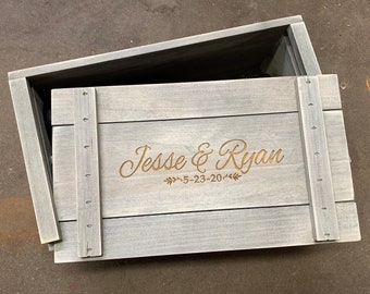 Personalized Wine Box  for Weddings Ceremonies and Anniversaries Two Wine Bottles