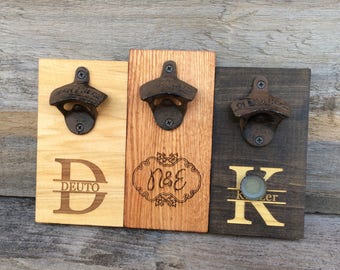 Men's Gift Personalized Wall Mount Beer Bottle Opener, Custom Father's Day