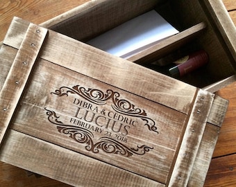 Time Capsule Wedding Wine Box Personalized for the Bride and Groom, With Divider