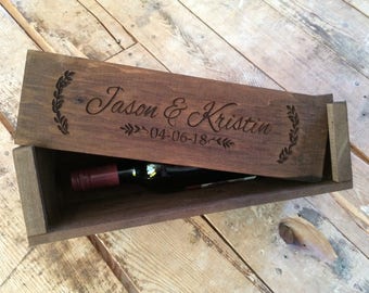 Personalized Rustic Wood Wine Box, Wedding and Anniversary Gift