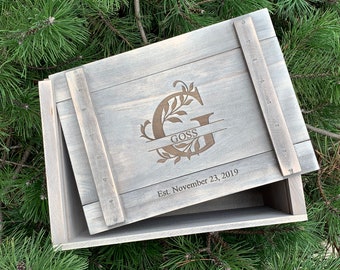 Personalized Family Photo and Holiday Card Memorial Wooden Storage Box 6.25"D