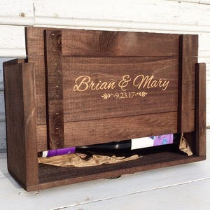 Personalized Wine Box  for Weddings Ceremonies and Anniversary Gifts Holds Two Wine Bottles
