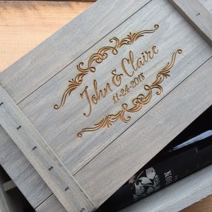 Personalized Two Bottle Wine Box and Whiskey Gift Box