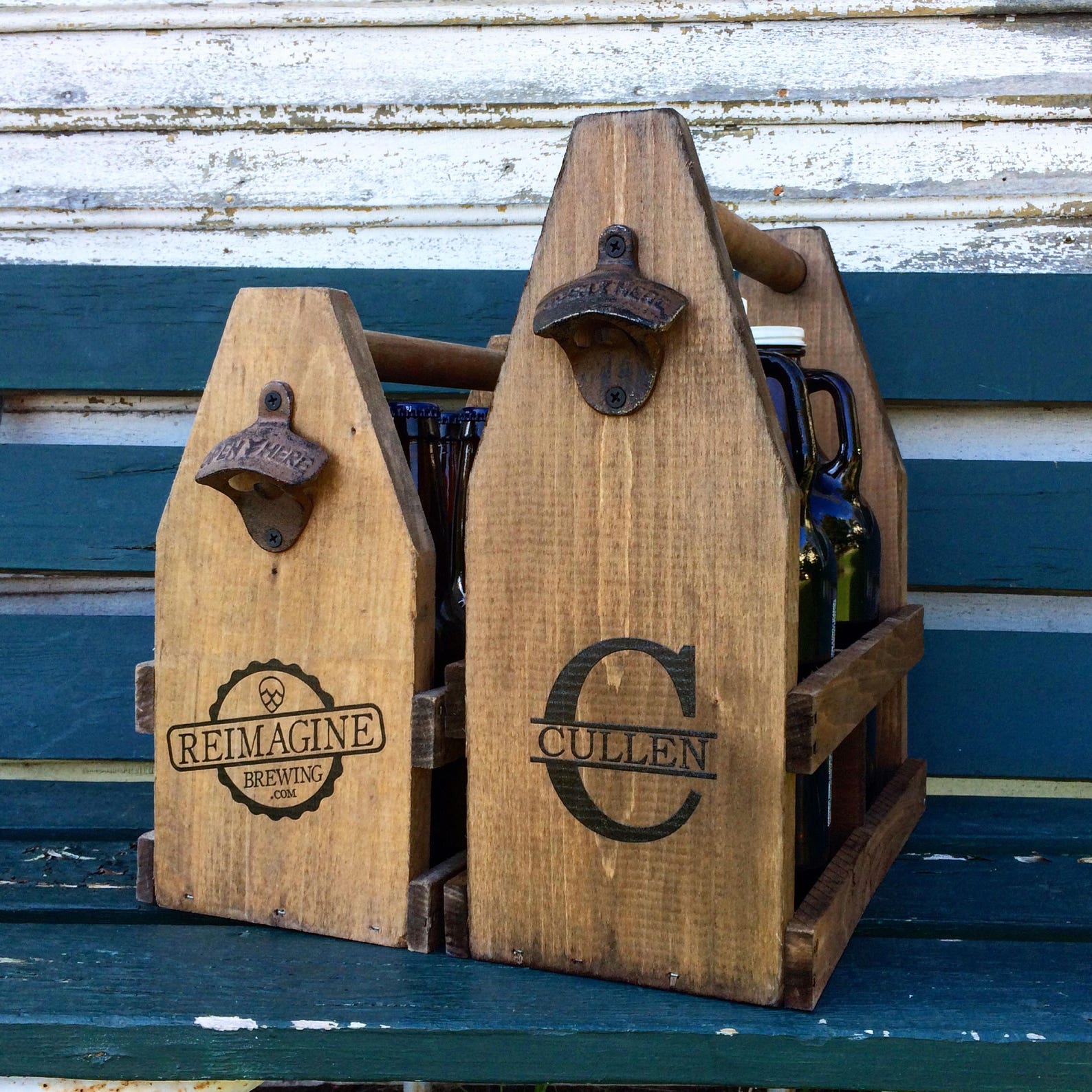 Personalized 64oz Growler Beer Tote Wooden Beer Carrier Etsy