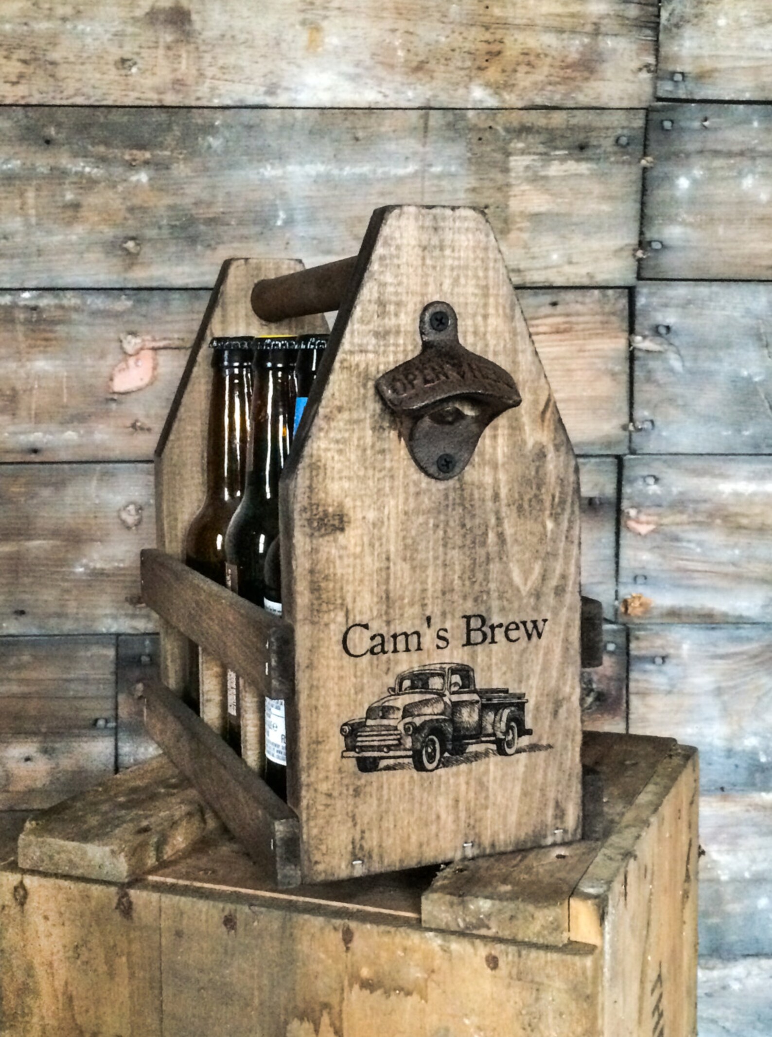 Personalized Vintage Truck Men's Wooden 6 Pack Beer Etsy