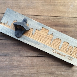 Personalized Bottle Opener Customized With A City Skyline Silhouette