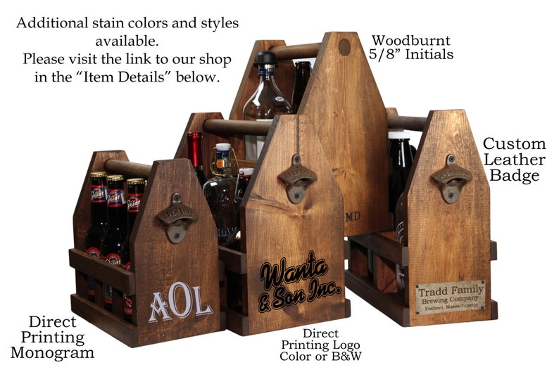 Personalized 64oz Growler Beer Tote Wooden Beer Carrier, Men's Gift image 10