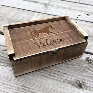 Equestrian Horse Personalized Wood Storage Box, Awards Display, Kid&#39;s Birthday Gift