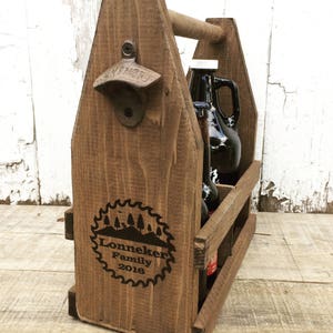 Personalized 64oz Growler Beer Tote Wooden Beer Carrier, Men's Gift image 7