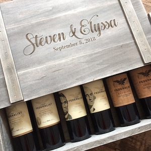 RUSH Six Bottle Personalized Wood Wine Box, Gift Box