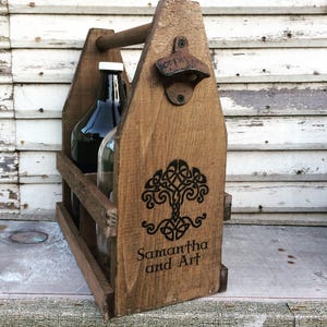 Personalized 64oz Growler Beer Tote Wooden Beer Carrier, Men's Gift image 8