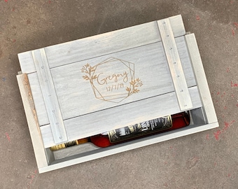 Personalized Two Bottle Wine Box  for Weddings Ceremonies and Anniversary Gift