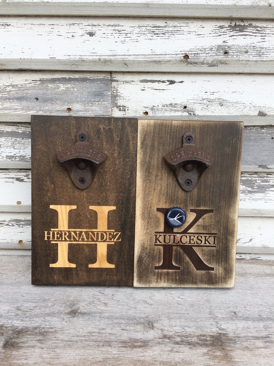 Bottle Opener With Custom Monogram, Wall Mount Beer Opener, Man Cave Bar Gift, Personalized