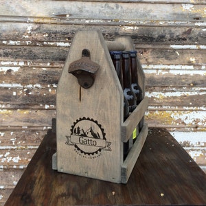Men's Wooden Six Pack Beer Caddy Personalized With Bottle Opener image 5
