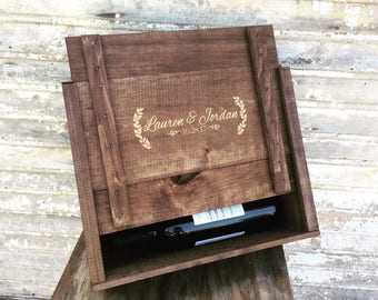 Personalized Wooden Triple Wine Box: Engraved Liquor Bottle Gift