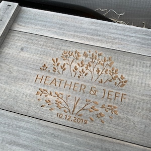 Personalized Gift For Couple Two Bottle Wine Box, First Anniversary Memory Storage Box image 7