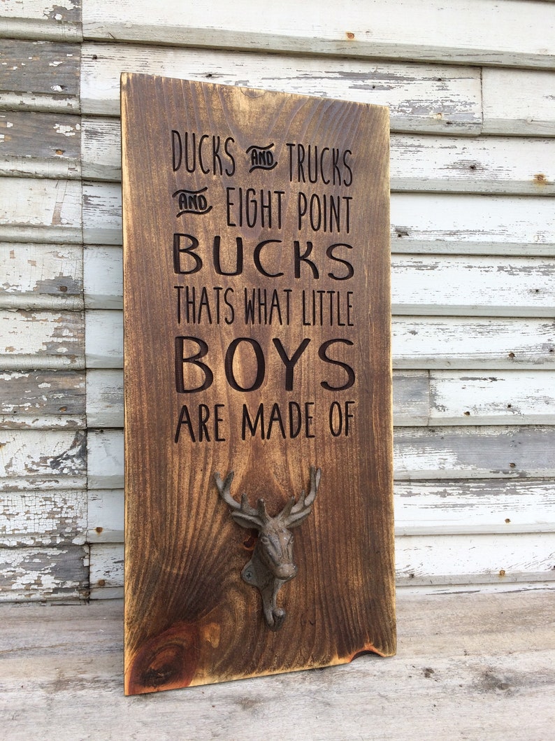 Hunting Nursery Sign With Ducks Trucks & 8 Point Bucks Etsy