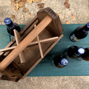 Personalized 6 Pack Wooden Beer Caddy or Condiment Tote, Unique Father's Day Gift image 9