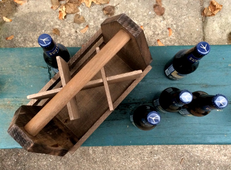 Personalized 6 Pack Wooden Beer Caddy or Condiment Tote, Unique Father's Day Gift image 9