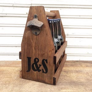 Personalized 6 Pack Wooden Beer Caddy or Condiment Tote, Unique Father's Day Gift image 8