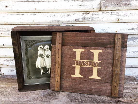 Wooden Photo Storage Box for 8x10 Wedding Photography Prints, Memory Box 