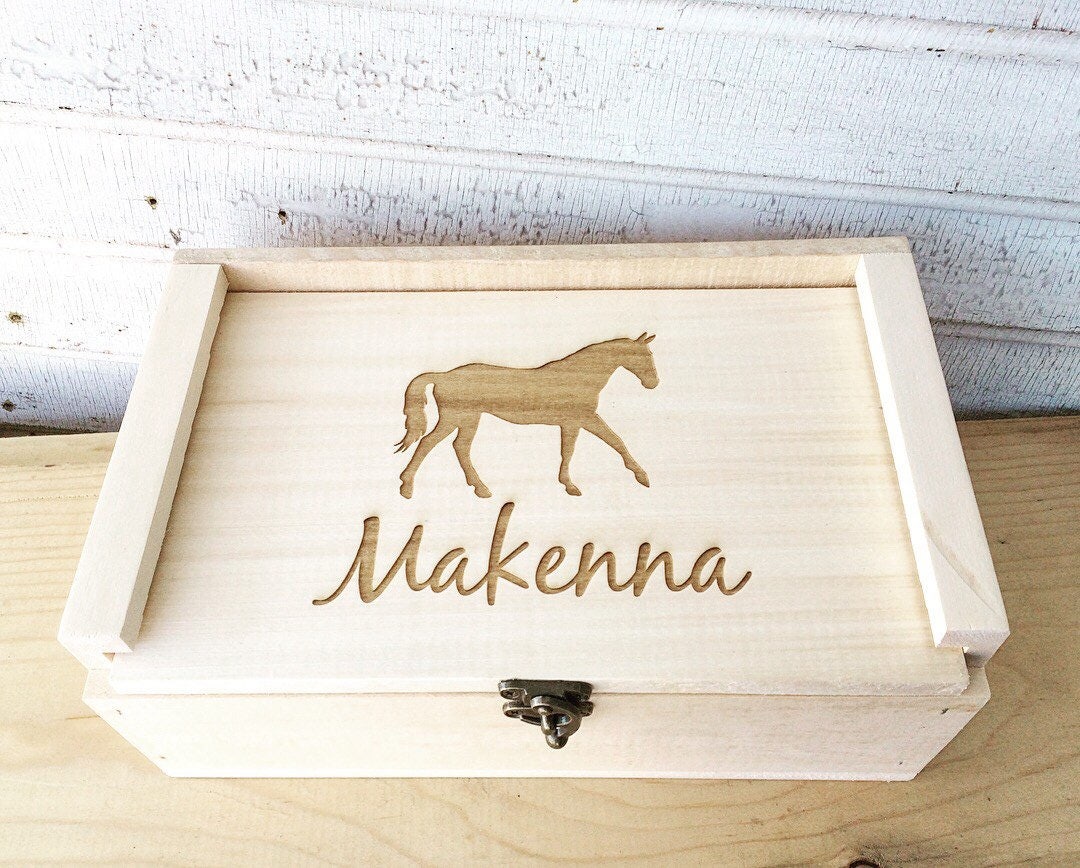 Equestrian Horse Personalized Wood Storage Box, Awards Display, Birthday Gift