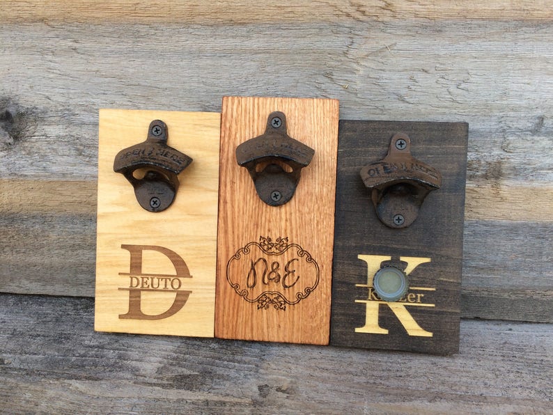 Men's Gift Personalized Wall Mount Beer Bottle Opener 