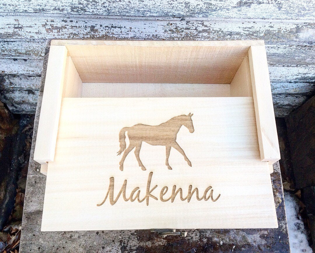 Equestrian Horse Personalized Wood Storage Box, Awards Display, Birthday Gift