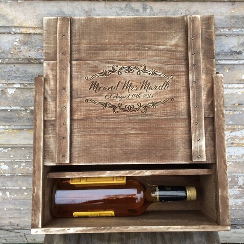 Three Bottle Wine Box With Dividers and Personalized Wedding Etsy