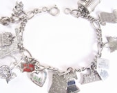 Vintage Sterling Charm Bracelet Fourteen Charms