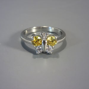 Vintage Crystal Butterfly Ring Size 7.5