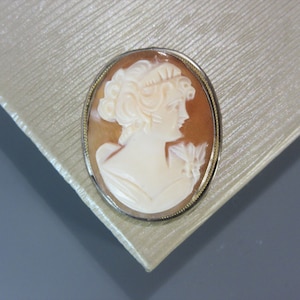 Vintage 800 Silver Carved Shell Cameo Brooch Pendant
