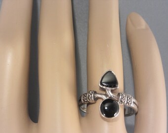 Vintage Sterling Onyx Ring Size 10