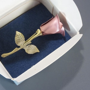 Pink Rose Brooch Avon Vintage with Box New Old Stock