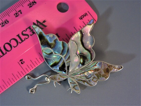 Vintage Sterling Inlay Butterfly Brooch 2 INch 7.… - image 7