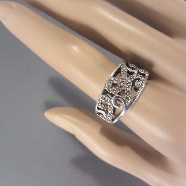 Vintage Sterling Open Scroll Ring 5.3g