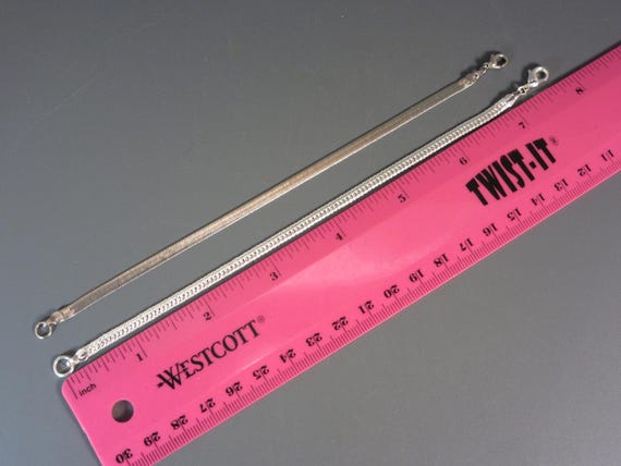 Two Herringbone Chain Bracelets, Silver Tone - image 5