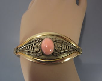 Antique Edwardian Art Nouveau Gold Filled Hinged Bracelet, Pat Date 1908