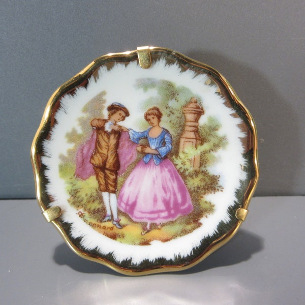 Vintage Limoges France Miniature Plate Framed 2 Inch