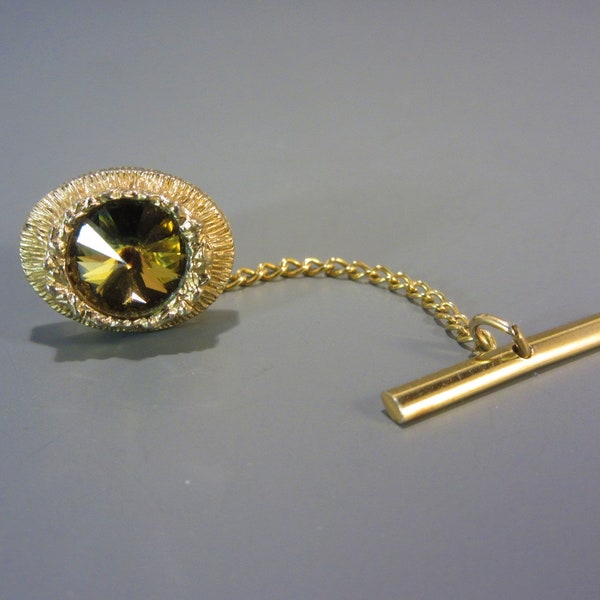 Vintage Swank Rivoli Rhinestone Tie Tack, Men’s Jewelry Tie Accessory