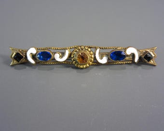 Vintage Antique Enamel Bar Pin Brooch Estate Jewelry