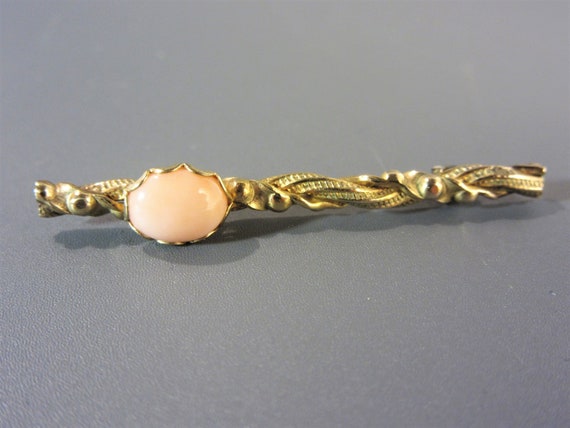 Victorian Inspired Faux Angel Skin Coral Bar Pin … - image 1