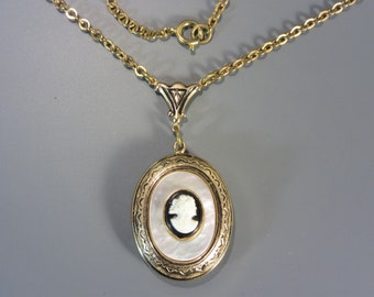 Vintage Coro Cameo Locket Necklace