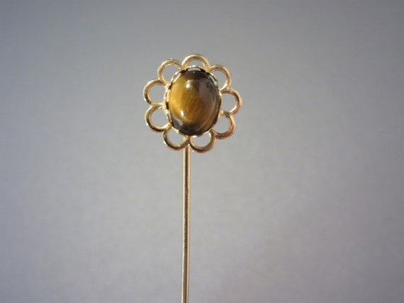 Vintage Tiger Eye Stick Pin - image 1