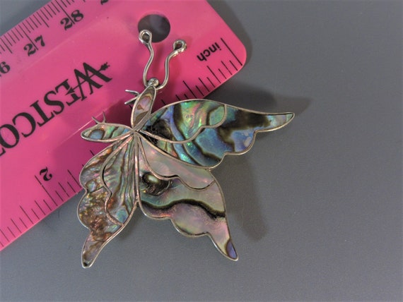 Vintage Sterling Inlay Butterfly Brooch 2 INch 7.… - image 8