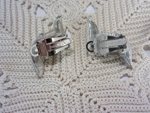 Vintage Marvella Rhinestone Pearl Earrings, Clip … - image 2
